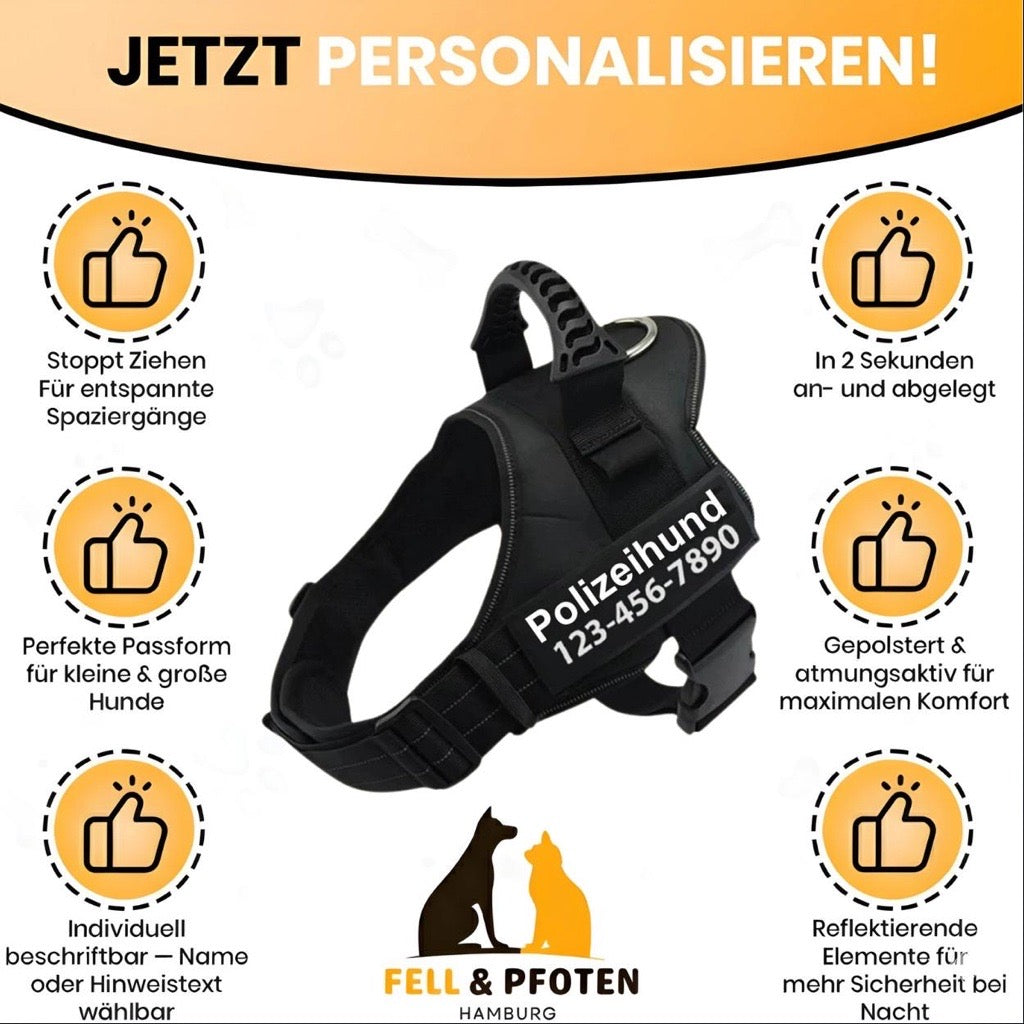 Personalisierbares Anti-Zug Hundegeschirr | Verstellbar & Hochwertig | für Kleine & Große Hunde
