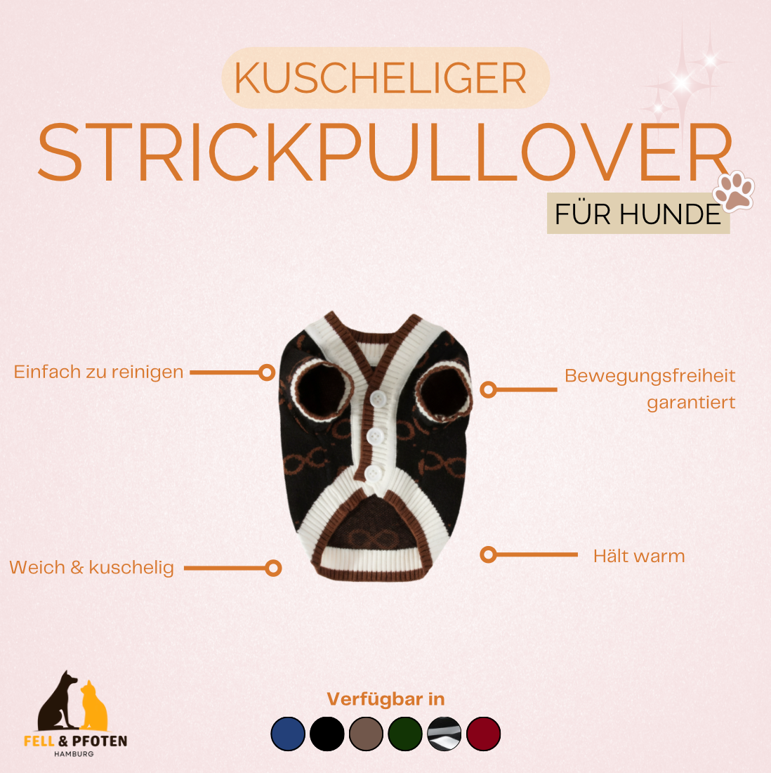 Hunde Strickpullover - Ideal für Welpen & kleine Hunde
