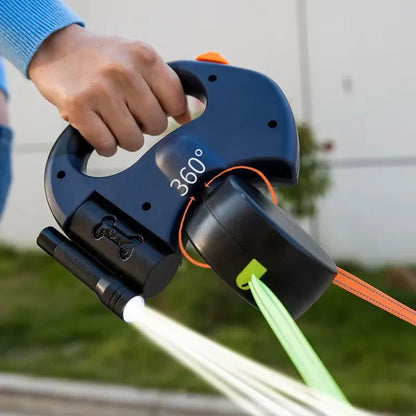 Fell & Pfoten Doppelleine – Für stressfreies Gassi zu zweit (mit 360° Entwirrmechanismus & LED-Sicherheit
