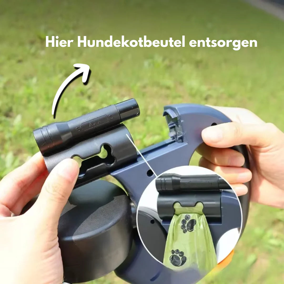 Fell & Pfoten Doppelleine – Für stressfreies Gassi zu zweit (mit 360° Entwirrmechanismus & LED-Sicherheit